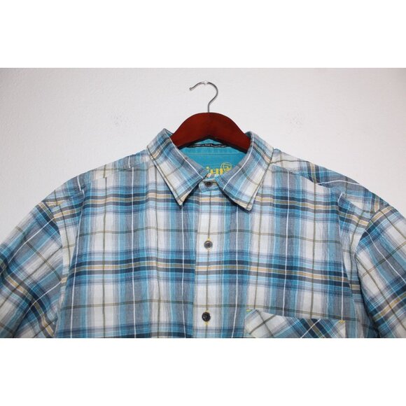 KUHL Short Short Sleeve Men's XL Cotton Blend Light Blue Chambray Button Up - Picture 2 of 15